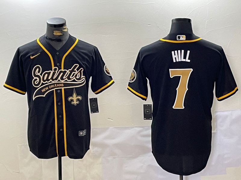 Men New Orleans Saints #7 Hill Black Joint Name 2024 Nike Limited NFL Jersey style 3->indianapolis colts->NFL Jersey